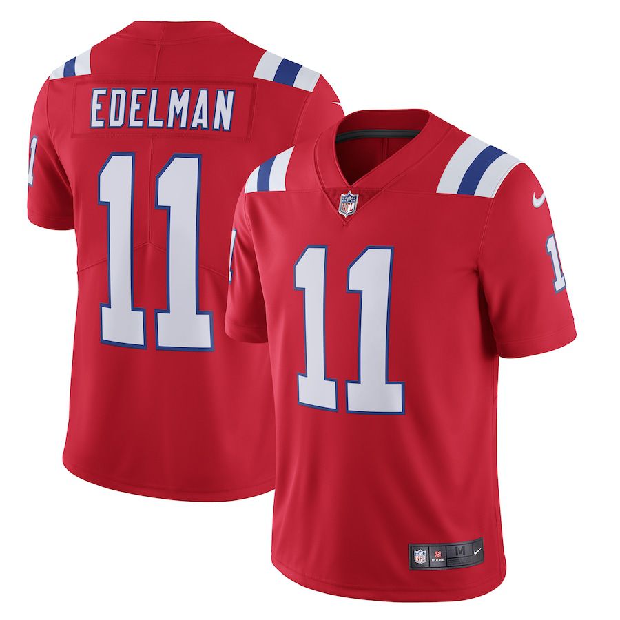 Men New England Patriots 11 Julian Edelman Nike Red Alternate Vapor Limited NFL Jersey